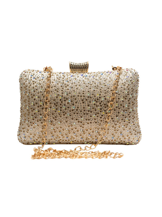 Rhinestone Cream Clutch