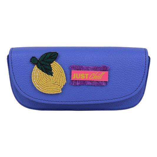 Blue & Yellow Embroidered Sunglass Case