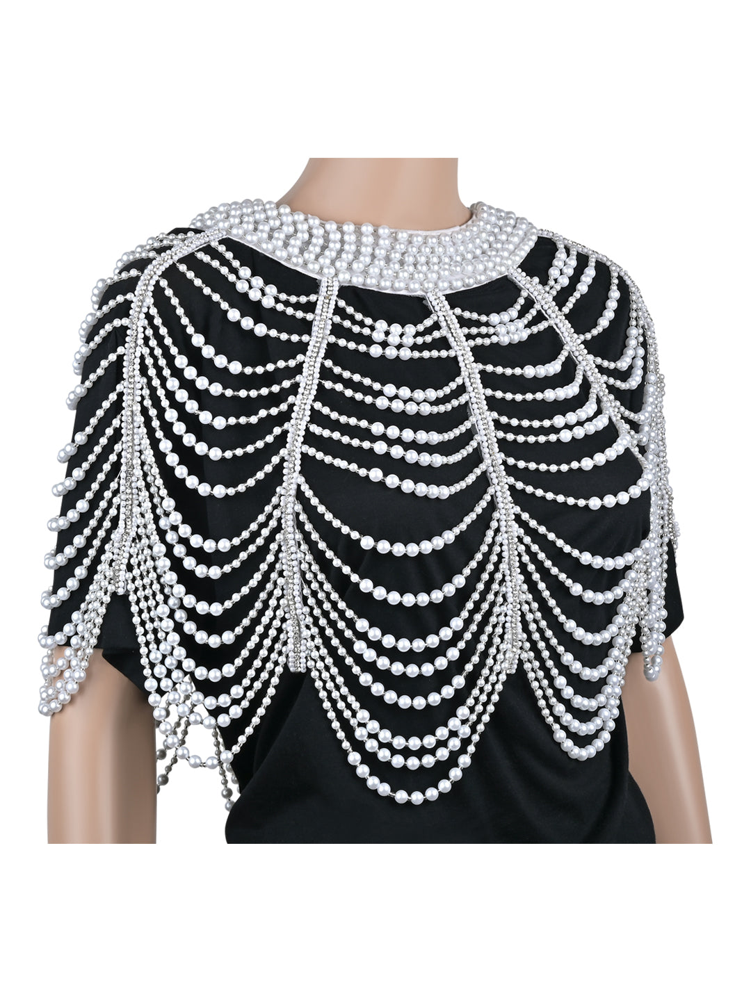 Elevate your style with the Pearls Body Chain Cape, whether you're attending a glamorous gala, a beachside soiree, or a romantic dinner under the stars.