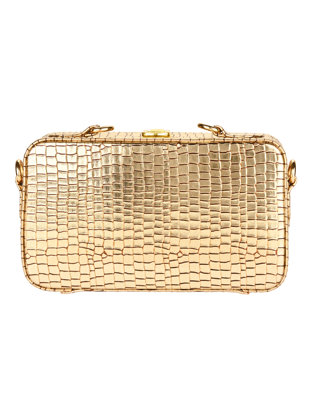 With its radiant gold hue and versatile design, this bag adds a dose of opulence to any outfit.
