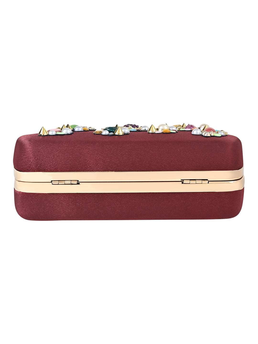 A Vdesi maroon clutch for ladies.