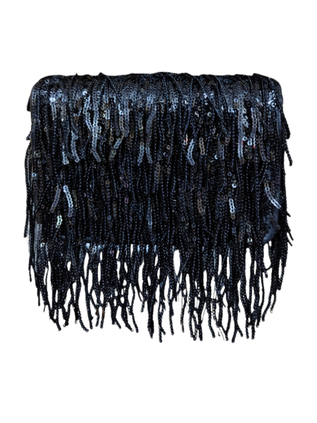 A stylish vdesiindia Belly Dancer Flip Bag with fringes on it, perfect for adding a touch of convenience to your outfit.