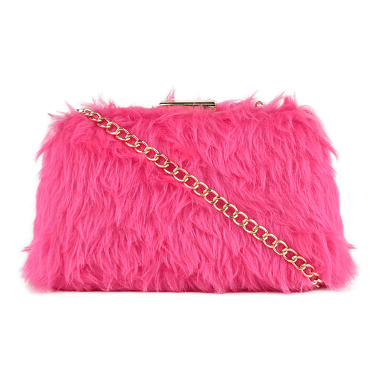 Pink fur clutch