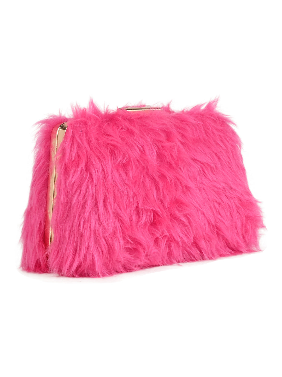 Pink fur clutch