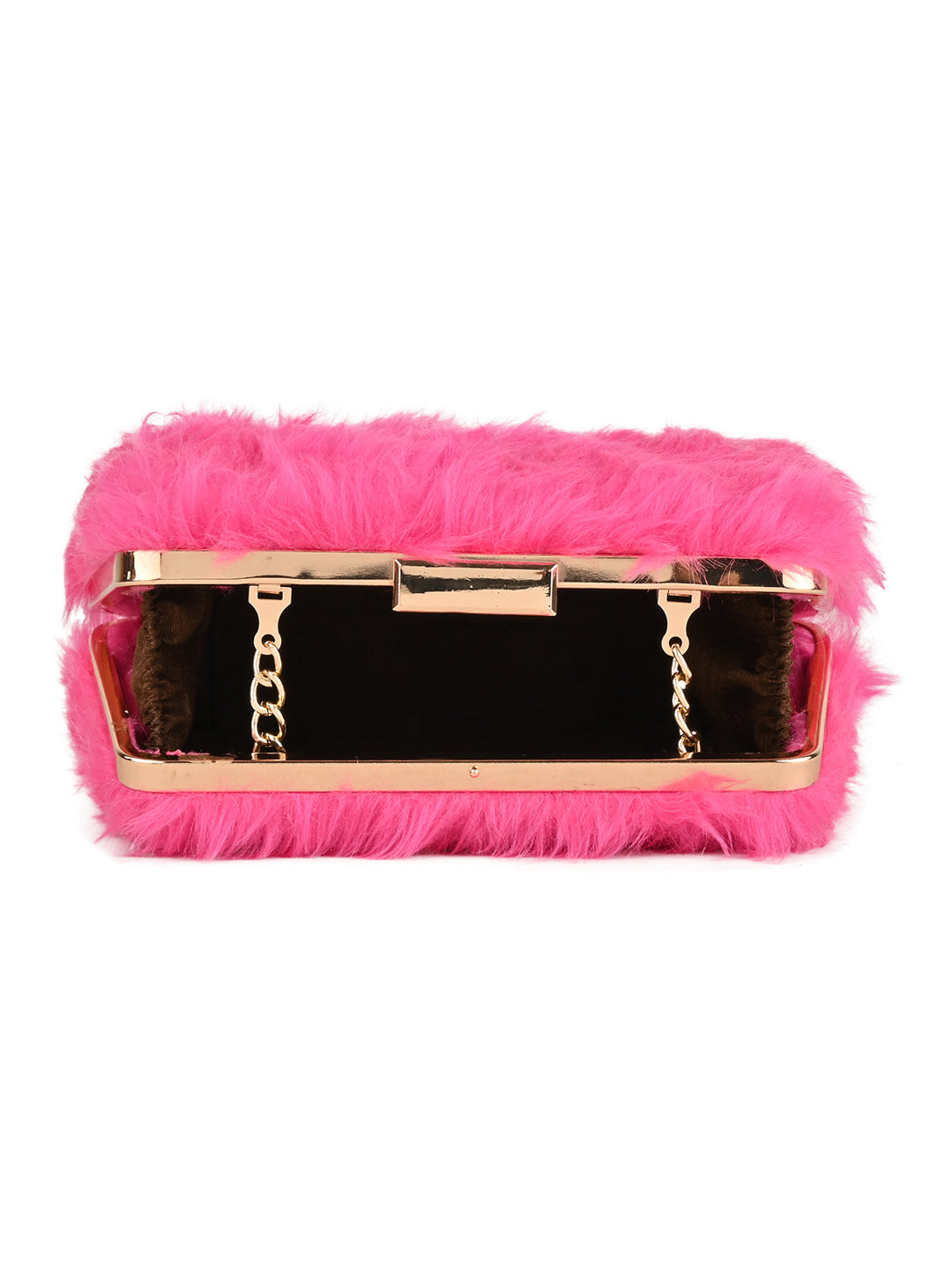 Pink fur clutch