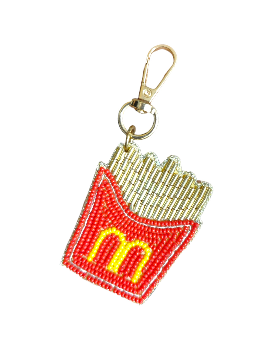 Made from high-quality materials, this adorable charm captures the iconic look of MCDonald's fries, complete with the signature red and yellow packaging.