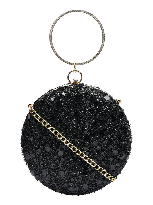 Round sequins clutch