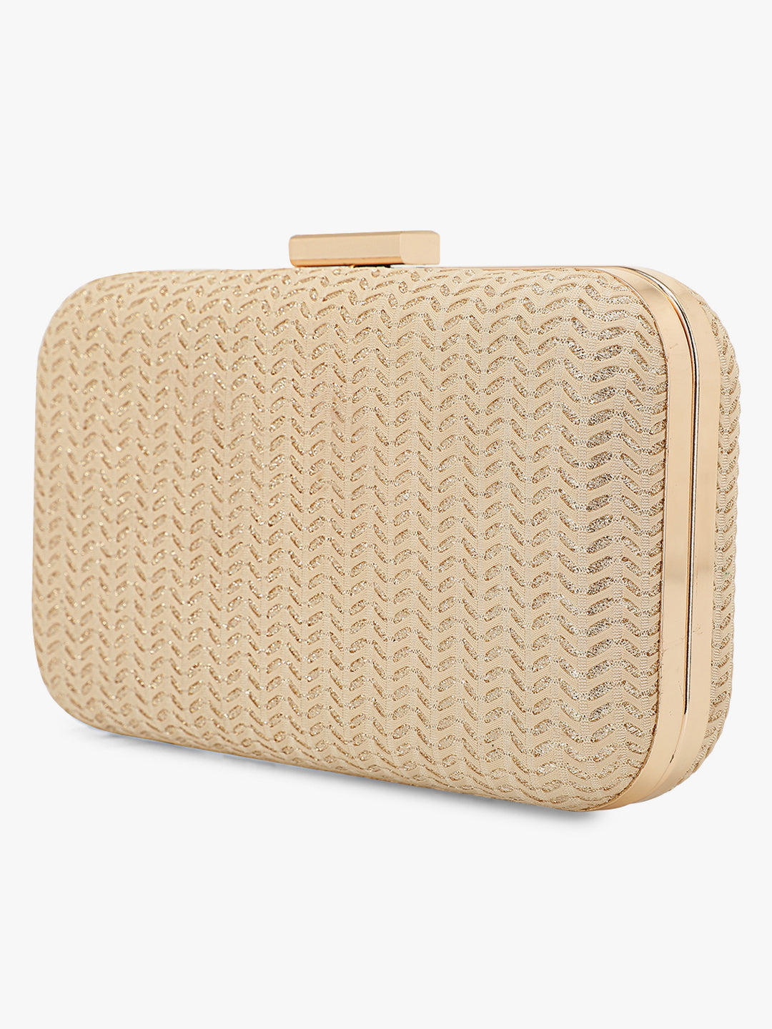 The shimmer gold clutch is the ultimate accessory to complement your impeccable style and leave a lasting impression.