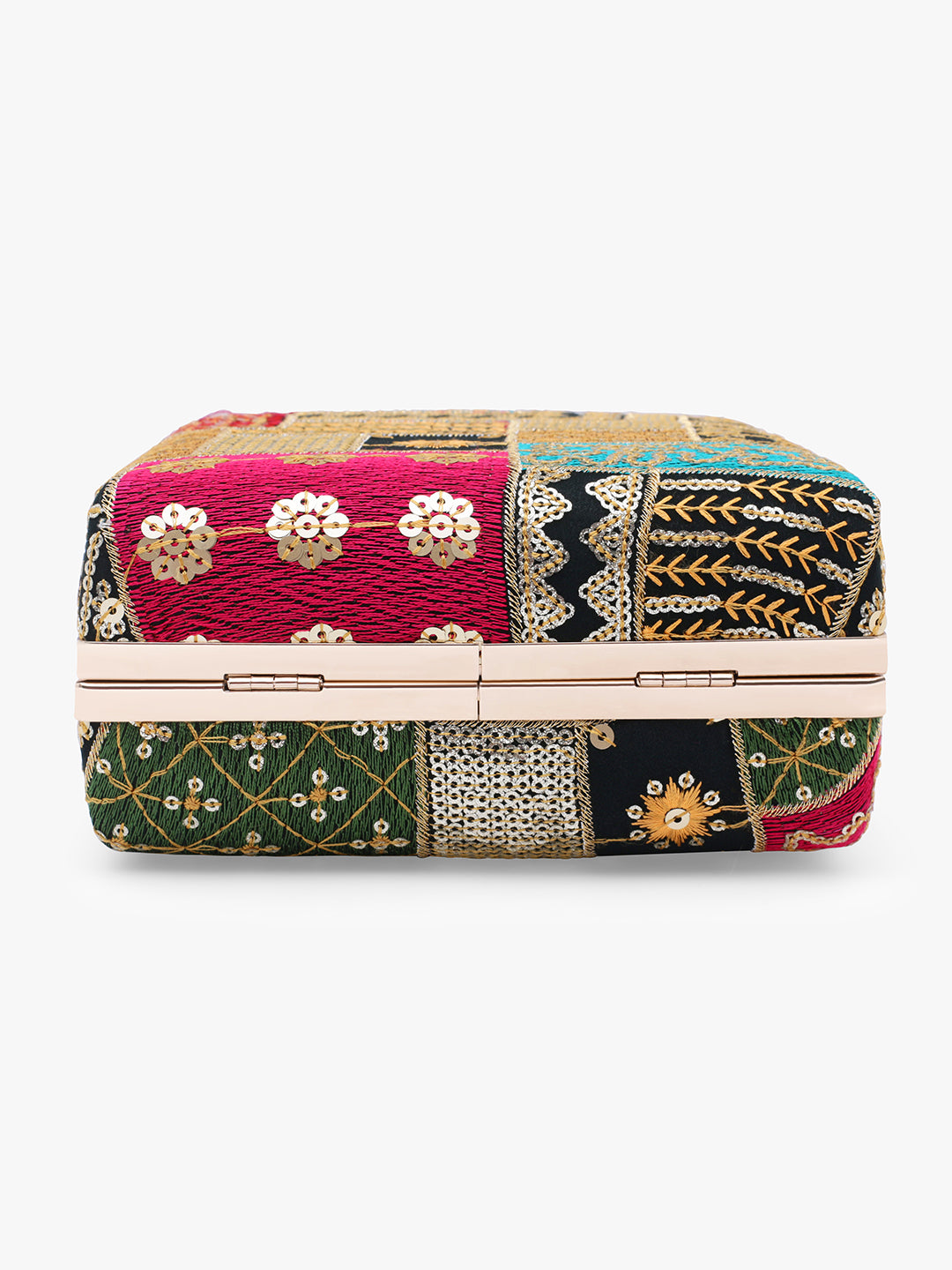 Green embroidery clutch